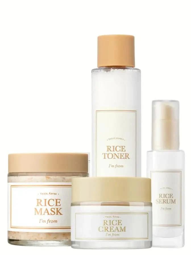 Radiant Rice Essentials Set - Toner - Face Serum - Face Cream & Face Mask