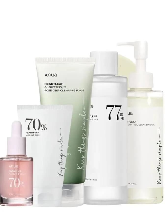 Anua Pore Control & Heartleaf Soothing Skincare Set – 5 Steps