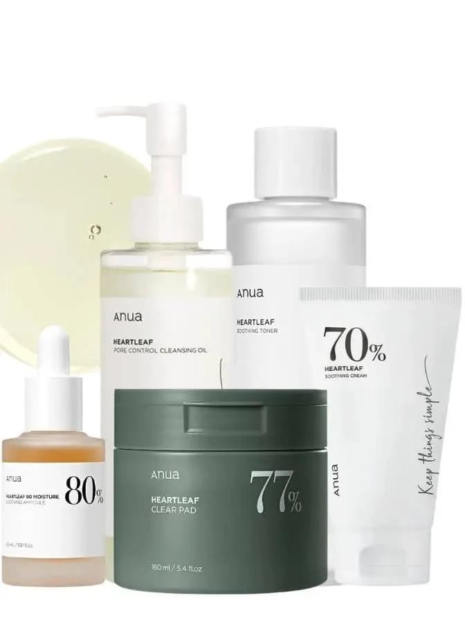 Anua Pore Control Skincare Set – Cleansing Oil, Toner, Pads,